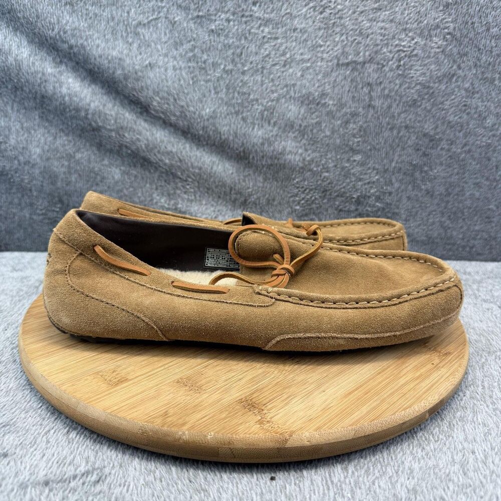 UGG Slippers Shoes Mens Size 11 Brown Suede Shearling Lined Moccasin 1105613